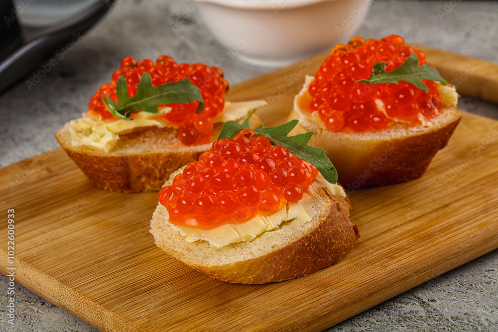 Luxury toast with red caviar Luxury toast with red caviar