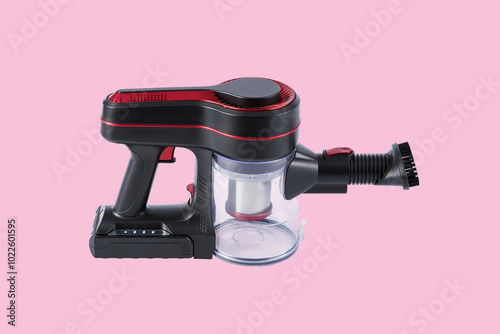 new modern ai high technology luxury beautiful electronic product design Ferrari red and black color air fryer Dyson vacuum cleaner on white background for house and restaurant