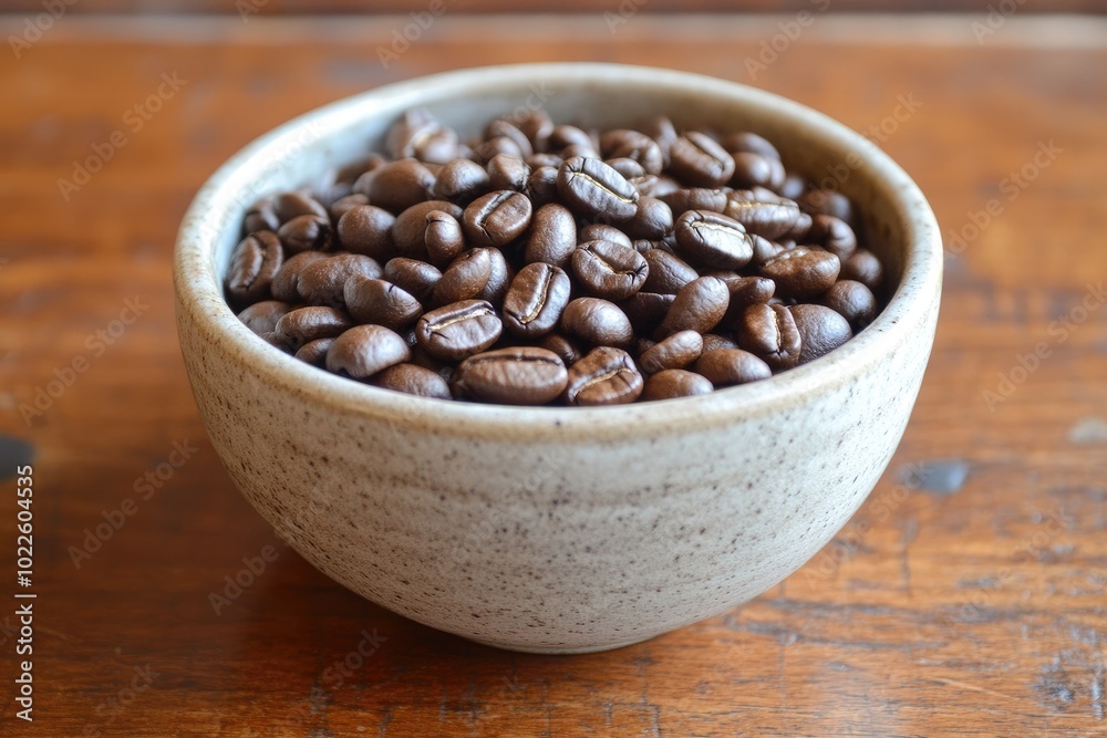 Coffee beans in a bowl. Perfect for a blog about coffee or a website about coffee.