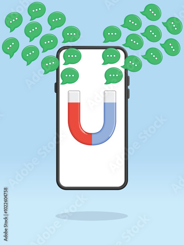 Smartphone Magnet Attracting Chat Bubbles Messages