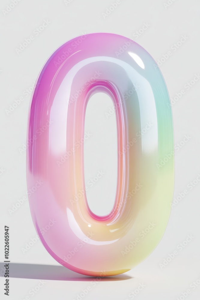 A playful 3D front view of the number 0 with smooth rounded edges and bright pastel colors, evoking fun and learning, perfect for childrens educational tools. A playful 3D front view of the number 0 with smooth rounded edges and bright pastel colors, evoking fun and learning, perfect for childrens educational tools.