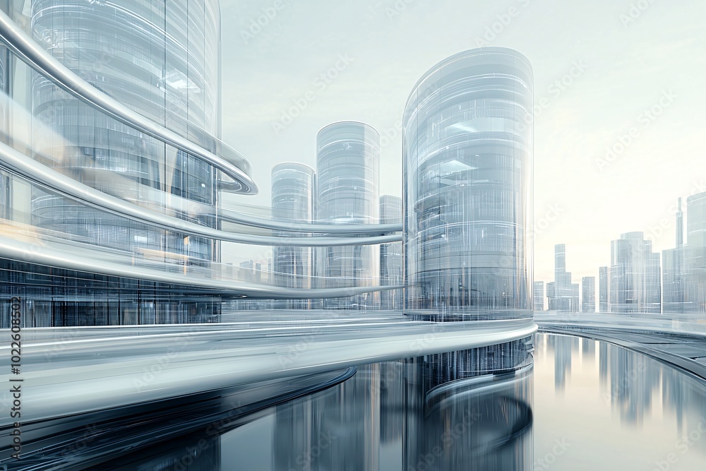 Fototapeta premium 4. AI cities, digital networks, seamless integration, futuristic infrastructure