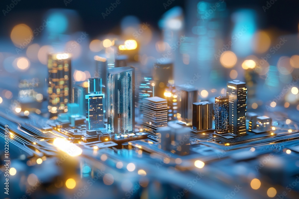 Fototapeta premium 11. Smart city, AI governance, digital infrastructure, futuristic urban design