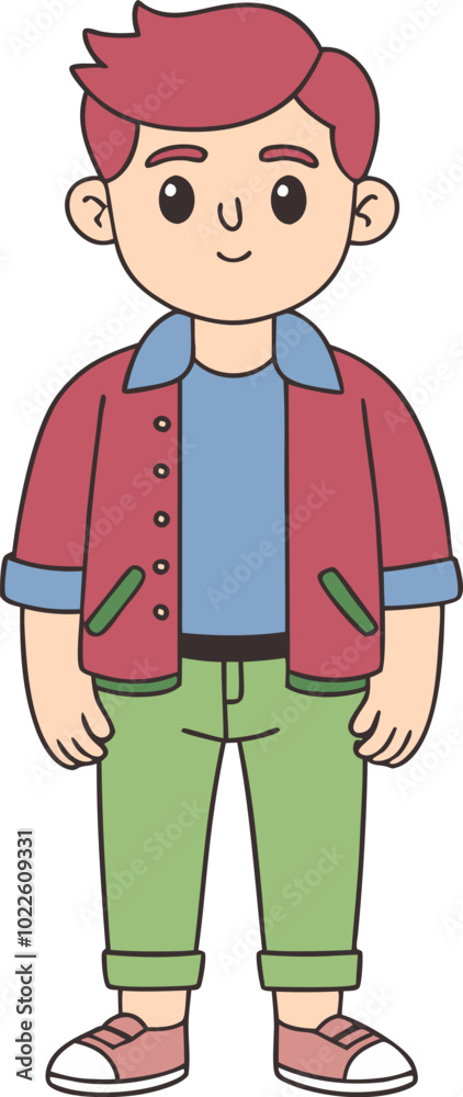 Cartoon boy character illustration in casual clothing Cartoon boy character illustration in casual clothing