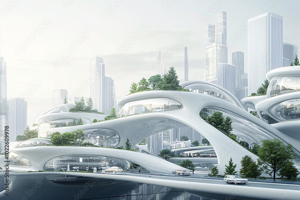 Fototapeta premium 28. AI-driven urban environment, futuristic city, advanced technology, digital society