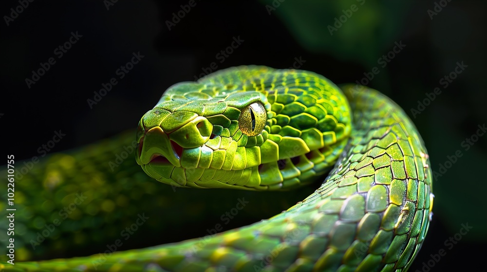 Green Snake Close Up - Wildlife Photography Green Snake Close Up - Wildlife Photography