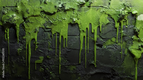 Wall covered with green slime.