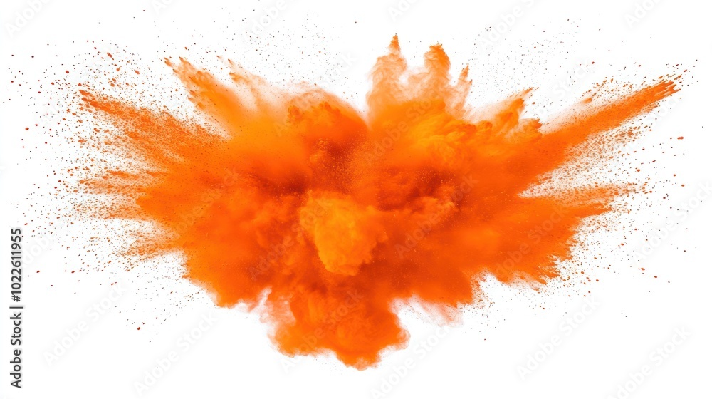 An explosion of orange powder creating a vibrant, dynamic visual effect. An explosion of orange powder creating a vibrant, dynamic visual effect.