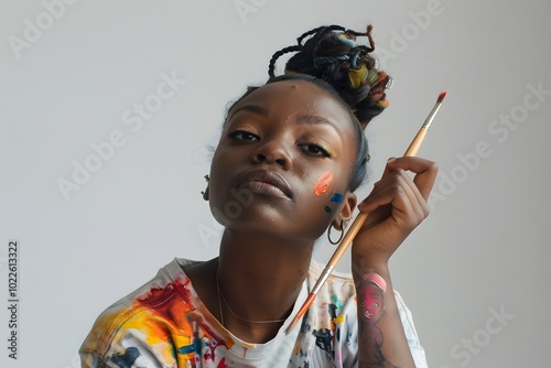 Artist Holds Paintbrush with Confidence