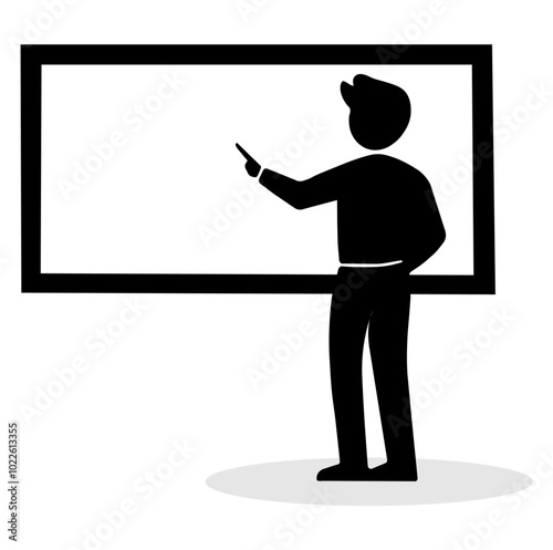 A person presenting information on a blank board in a classroom setting during the daytime