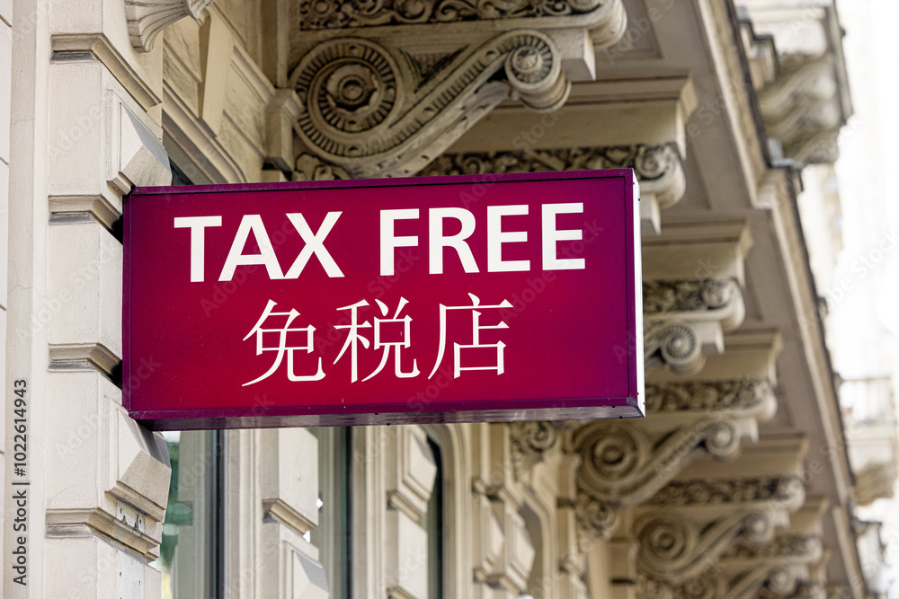 Obraz premium illuminated red sign text TAX Free