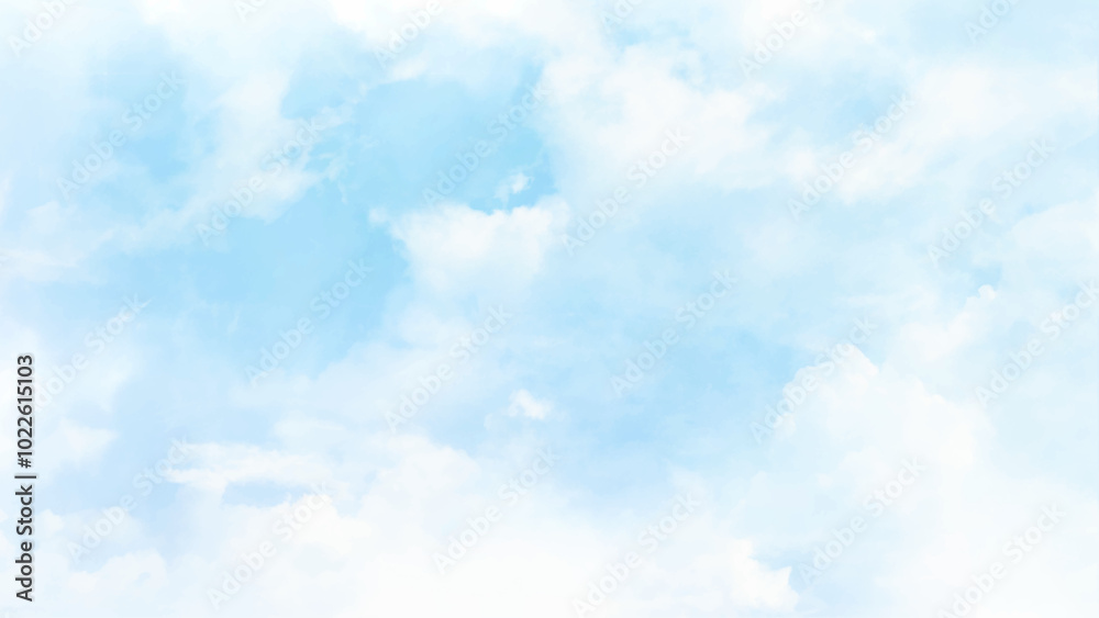 Light blue with watercolor soft cloud in the sky background vector. Sky blue Aquarelle paint paper textured canvas. Light blue with watercolor soft cloud in the sky background vector. Sky blue Aquarelle paint paper textured canvas.