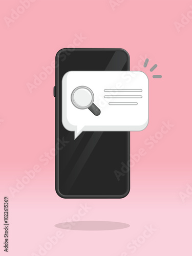 Smartphone Magnifier Search Push Notification Message