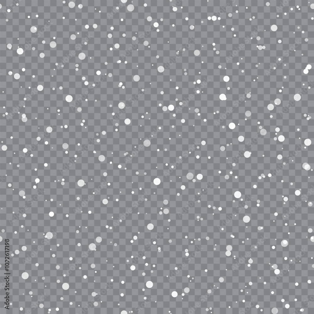 Christmas Snowflakes Falling on Transparent Background Winter Holiday Pattern Vector