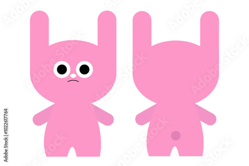 うさぎのイラスト　表情　シンプル
