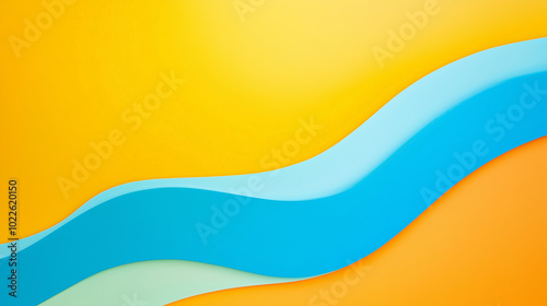 A vibrant and colorful abstract background featuring blue and yellow waves.