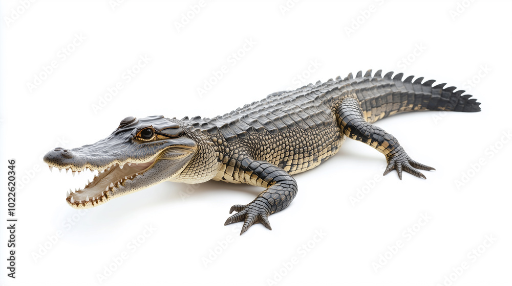 Fototapeta premium American Alligator on White Background