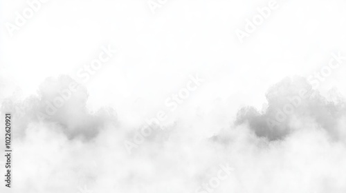 A soft, misty cloud formation against a white background, creating a serene atmosphere.