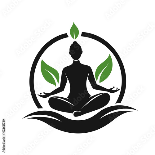 Yoga logo silhouette, meditation relaxation silhouette, set of Yoga icons