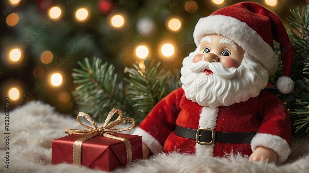Close-up photo for Christmas and New Year, cute Santa Claus doll and celebration decorations. Close-up photo for Christmas and New Year, cute Santa Claus doll and celebration decorations.