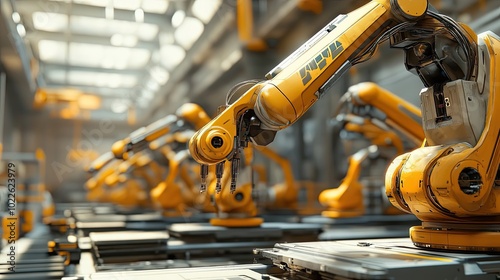 Close-up of a Yellow Robotic Arm in an Industrial Setting