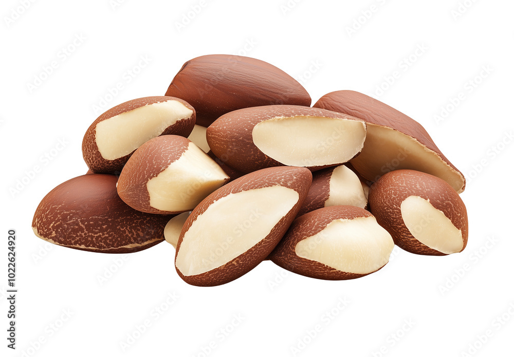 Obraz premium Artful arrangement of Brazil nuts showcasing their rich texture and unique shapes
