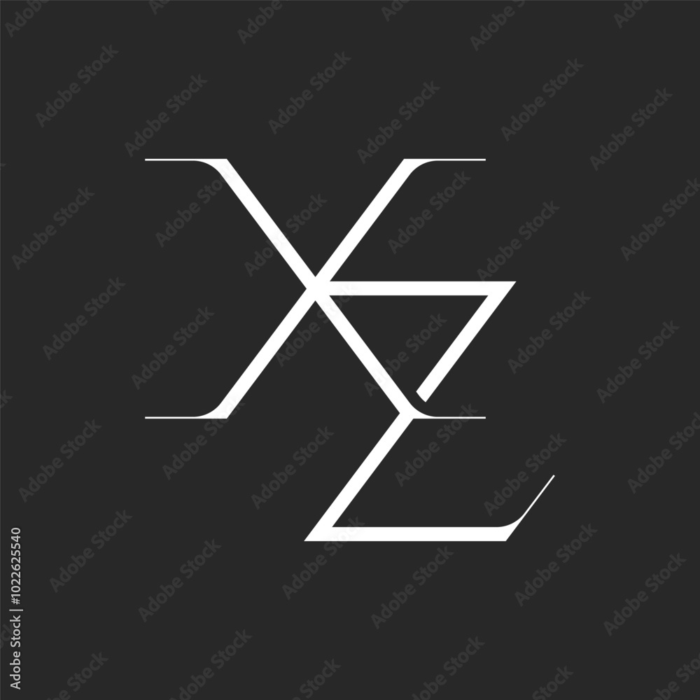 Sleek and elegant initials XZ monogram logo in minimalist vector style, classic two letters X and Z combination, featuring clean shapes and artistic expression. Sleek and elegant initials XZ monogram logo in minimalist vector style, classic two letters X and Z combination, featuring clean shapes and artistic expression.