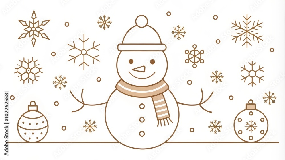 Delightful snowman vector line art for Christmas design elements, enhancing your festive creations with a playful and cheerful spirit for the holiday season. Delightful snowman vector line art for Christmas design elements, enhancing your festive creations with a playful and cheerful spirit for the holiday season.