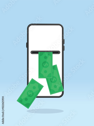Smartphone Printing Money Paper Online Income
