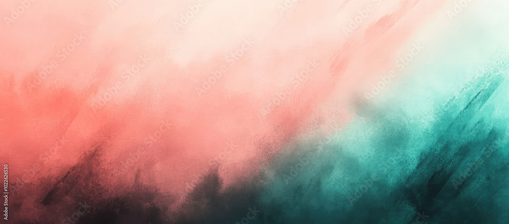 Fototapeta premium Abstract gradient background blending coral and teal hues with smooth texture and soft brush strokes