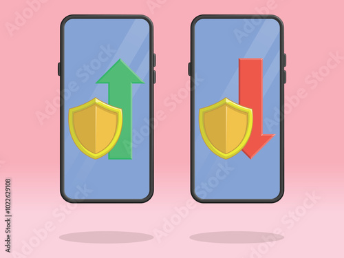 Smartphone Shield Up Down Arrow Security