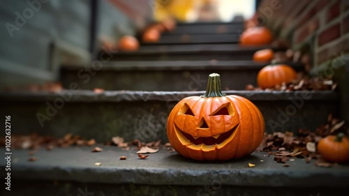 halloween pumpkin in a garden