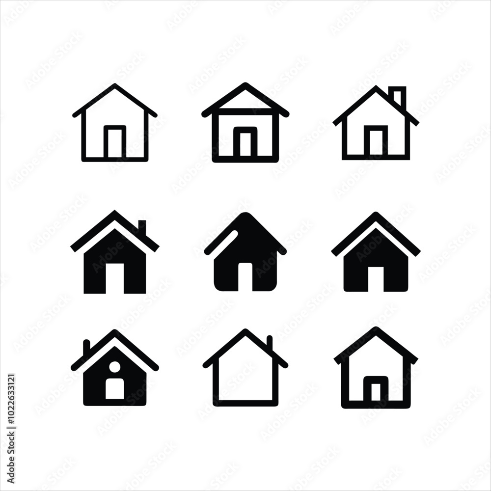 house icons set vector art. minimalist home Icons collection - 9 unique designs. home icons, minimalist design, simple house icon house icons set vector art. minimalist home Icons collection - 9 unique designs. home icons, minimalist design, simple house icon