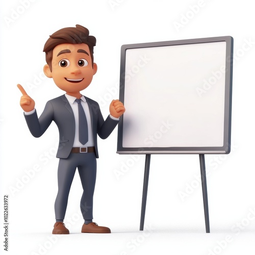 Professional Man Giving Presentation Using Whiteboard in Office