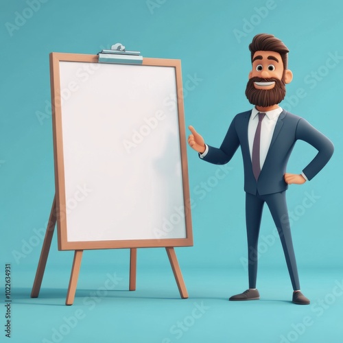 Business executive presenting marketing strategy on whiteboard in office meeting