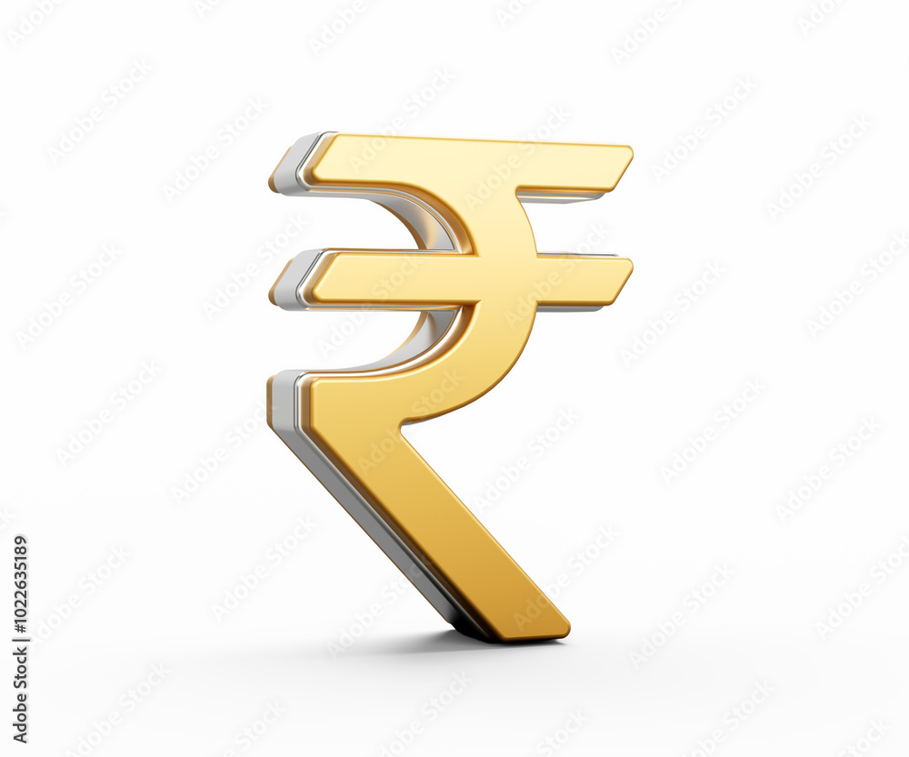 Shiny Golden Indian Rupee Currency Symbol Gleams With Sleek Modern Design 3D Illustration Shiny Golden Indian Rupee Currency Symbol Gleams With Sleek Modern Design 3D Illustration
