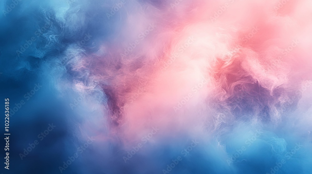 Abstract Swirling Clouds in Pink and Blue Hues