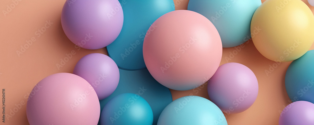 Pastel Spheres on a Peach Background Pastel Spheres on a Peach Background