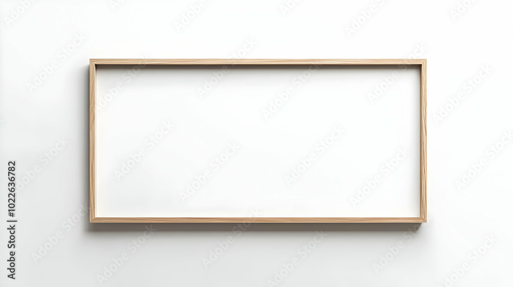 A Simple Wooden Frame Against a White Background, Ready to Display Your Artwork A Simple Wooden Frame Against a White Background, Ready to Display Your Artwork
