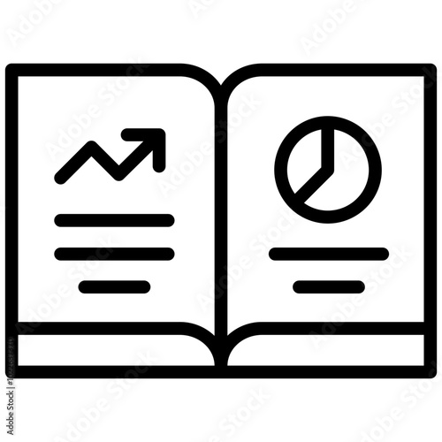 Statistic Book Icon, Black And White Outline Icon Symbol