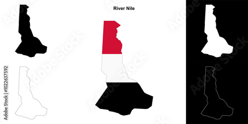 River Nile state outline map set