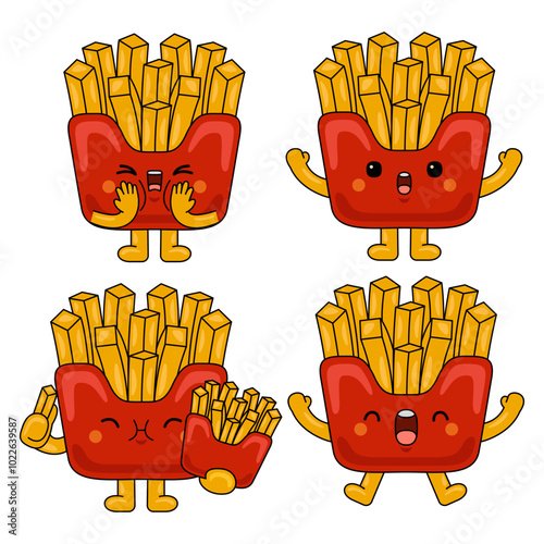 cute fries mascot character illustration