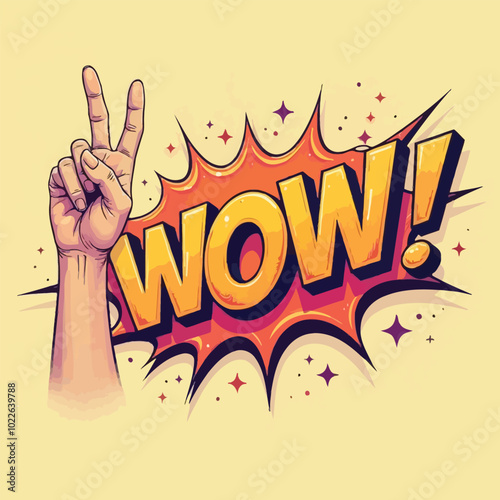 Wow Comic Text Speech Bubble Vector With The Text WOW And Exclamation Mark At Pop Art Style