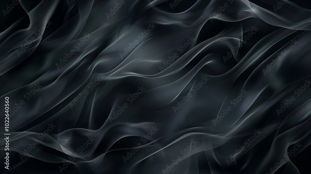 Fototapeta premium Elegant abstract background featuring flowing transparent waves in dark tones for digital design
