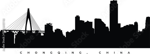Chongqing city skyline silhouette illustration