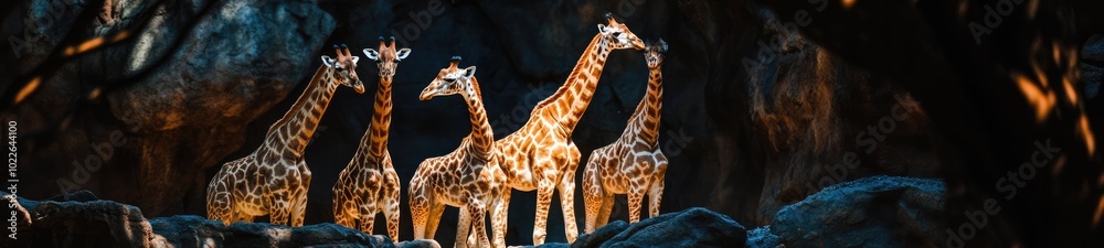 Beautiful Giraffes in Their Natural Environment, Wildlife Scene Beautiful Giraffes in Their Natural Environment, Wildlife Scene