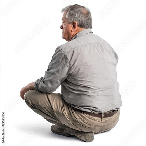 Man Sitting Back Isolated