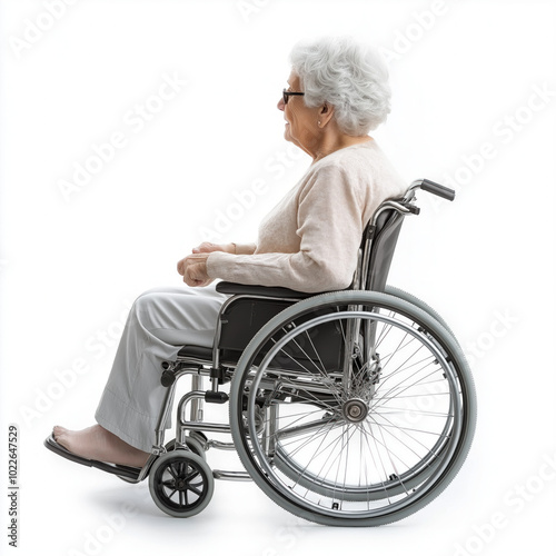 Woman In Wheelchair Isolated