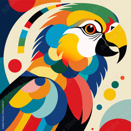 Parrot in  abstractionism style