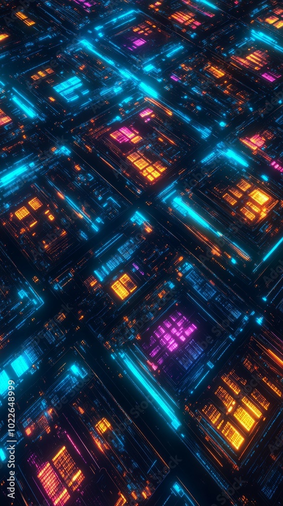 Fototapeta premium The Digital Archive Grid, Digital Asset Management DAM